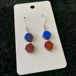 Blue & red earrings with silver details